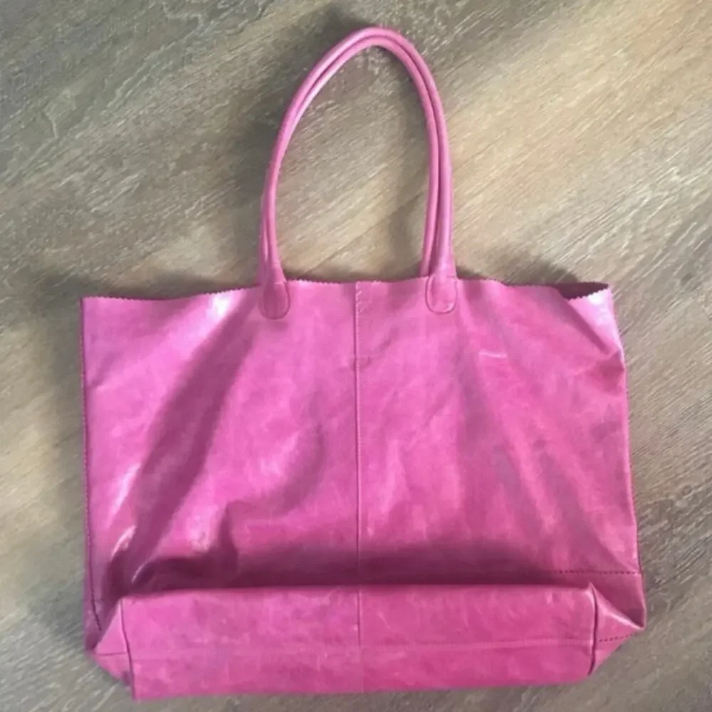 Hobo Purple Pink Boho Oversized Lightweight Leather Tote Shoulder Bag - Picture 3 of 5